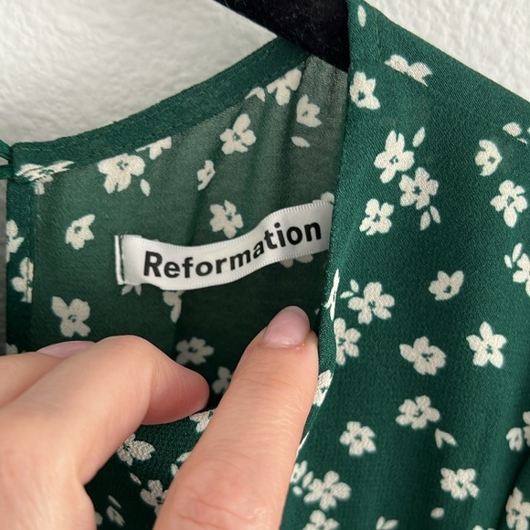 Reformation Oakley Discontinued Annette Green Floral Print Midi Dress Size 4 (S) - Picture 7 of 11